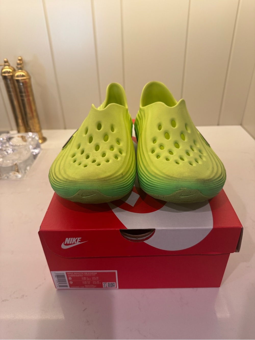 Nike Kids Neon Green Slip-On Foam Clogs